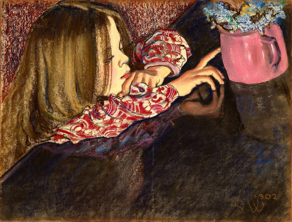 波兰画家斯坦尼斯罗 维斯皮安斯基名画 女孩和花瓶 看点快报