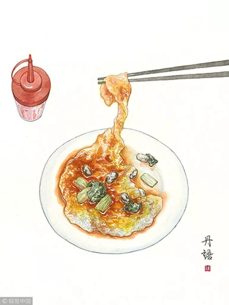 舌尖上的中国水墨画:鲁肉饭,蚵仔煎,肉粽,乌鱼子