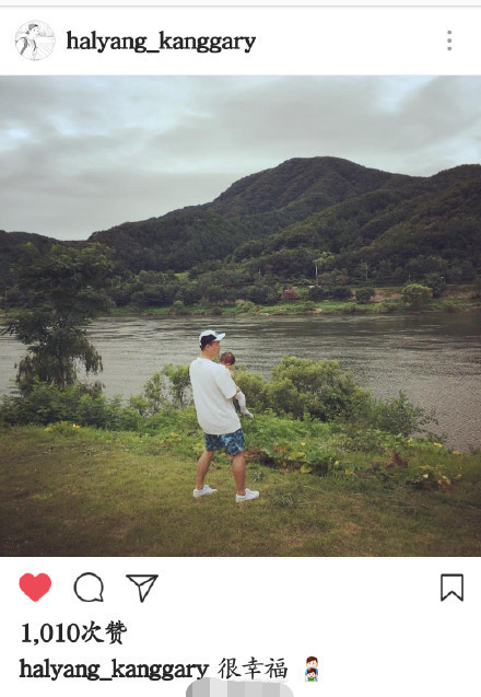 Gary抱儿子郊游心情大好，妻子正脸照罕见被曝光？