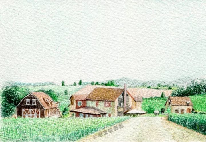 小清新的风景画,用彩铅画出来真美!