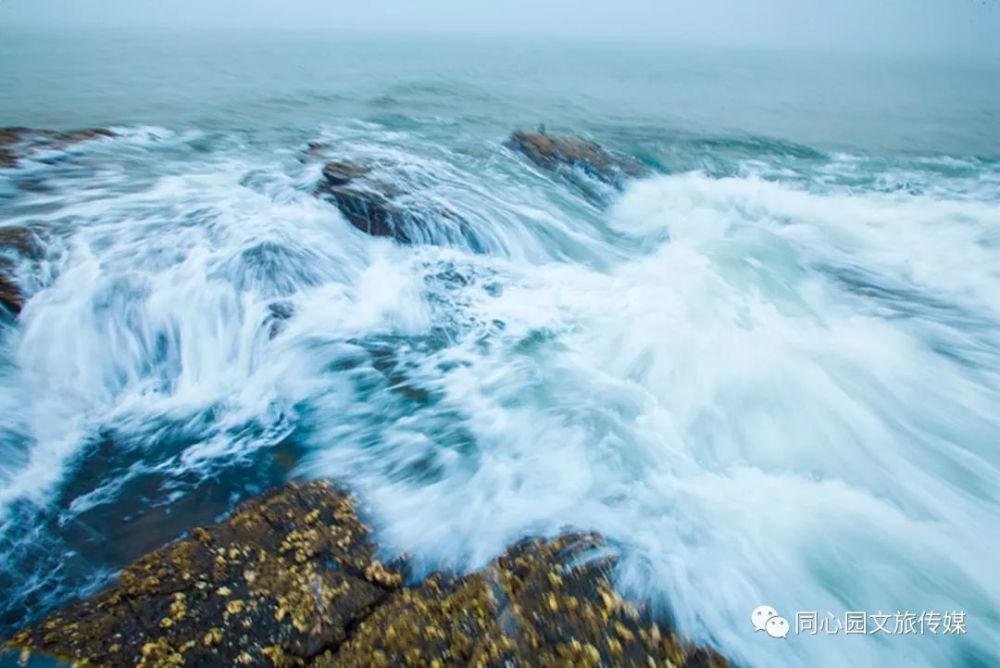 在金石滩 观海听潮 心随浪花舞