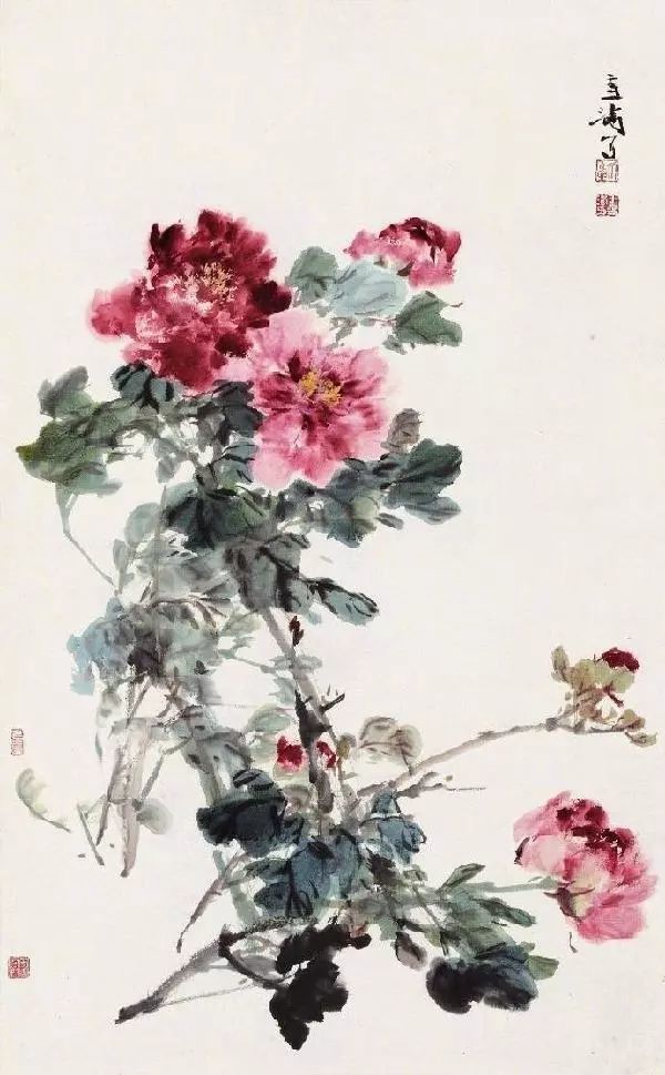 花开富贵蝶蜂飞,国画大师王雪涛牡丹花,美醉了