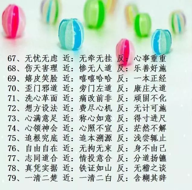 小学语文必须掌握的100个成语近义词+反义词