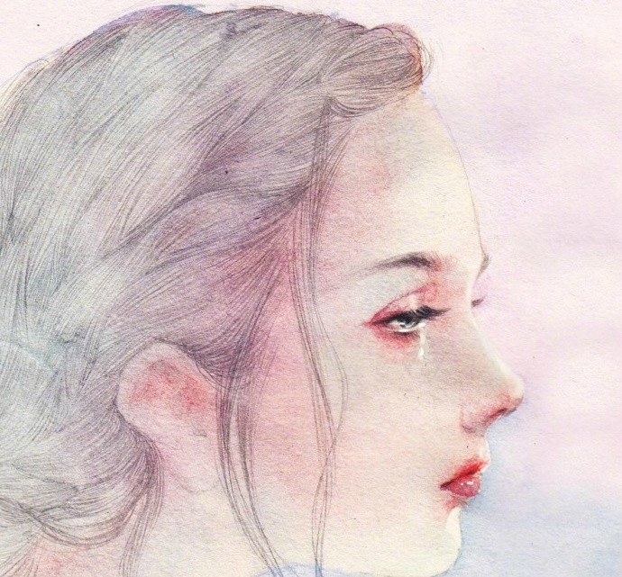 唯美伤感的手绘图片女生