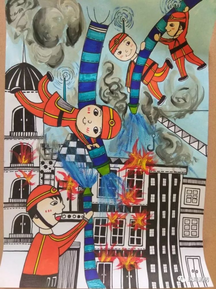 珠海市第三届儿童消防绘画作文大赛获奖作品等你来pick!