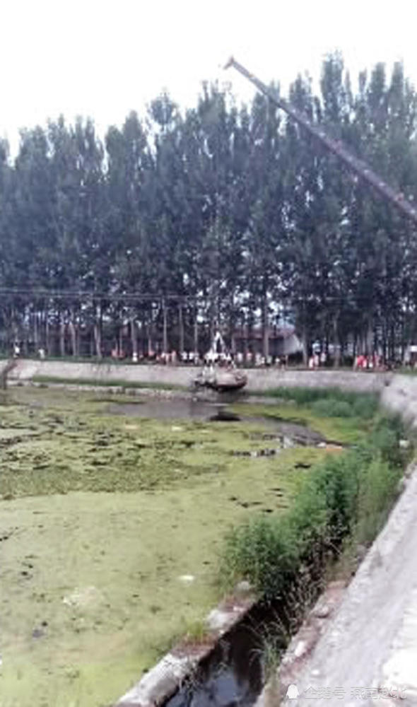 河北保定越野车底朝天 扑通掉入养鱼塘