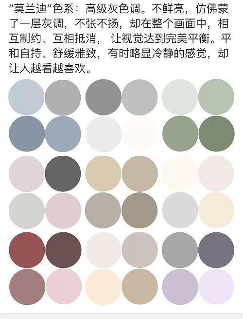 图二   什么是"莫兰迪色系",其实就是我们俗称的"高级灰".