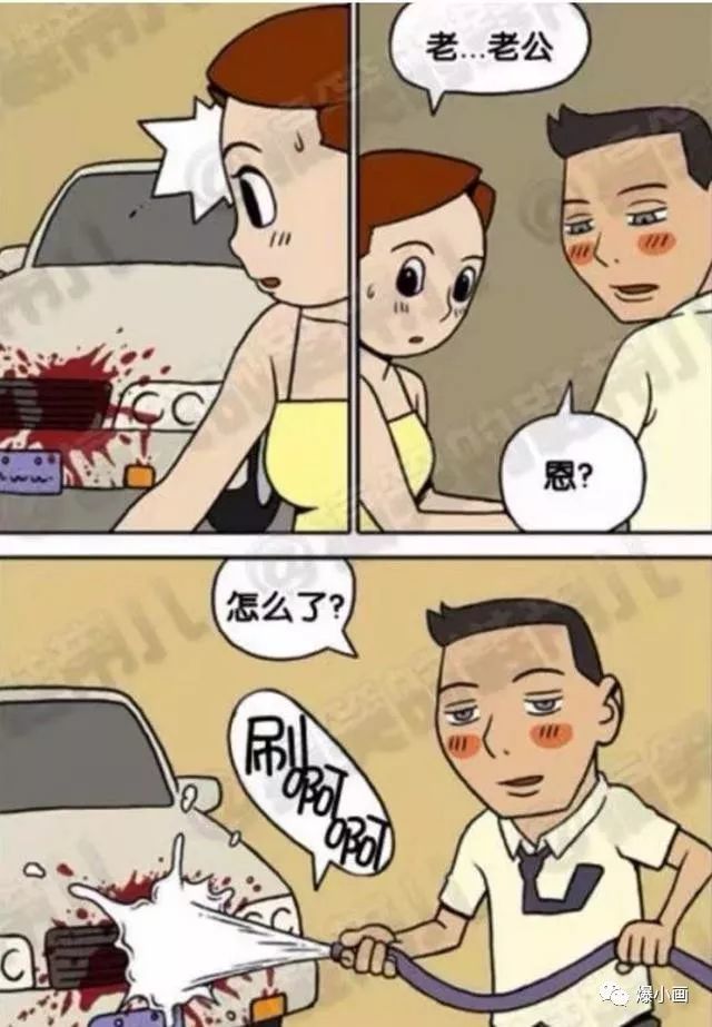 搞笑漫画:老公开回来的车居然有血迹,老司机秒懂?