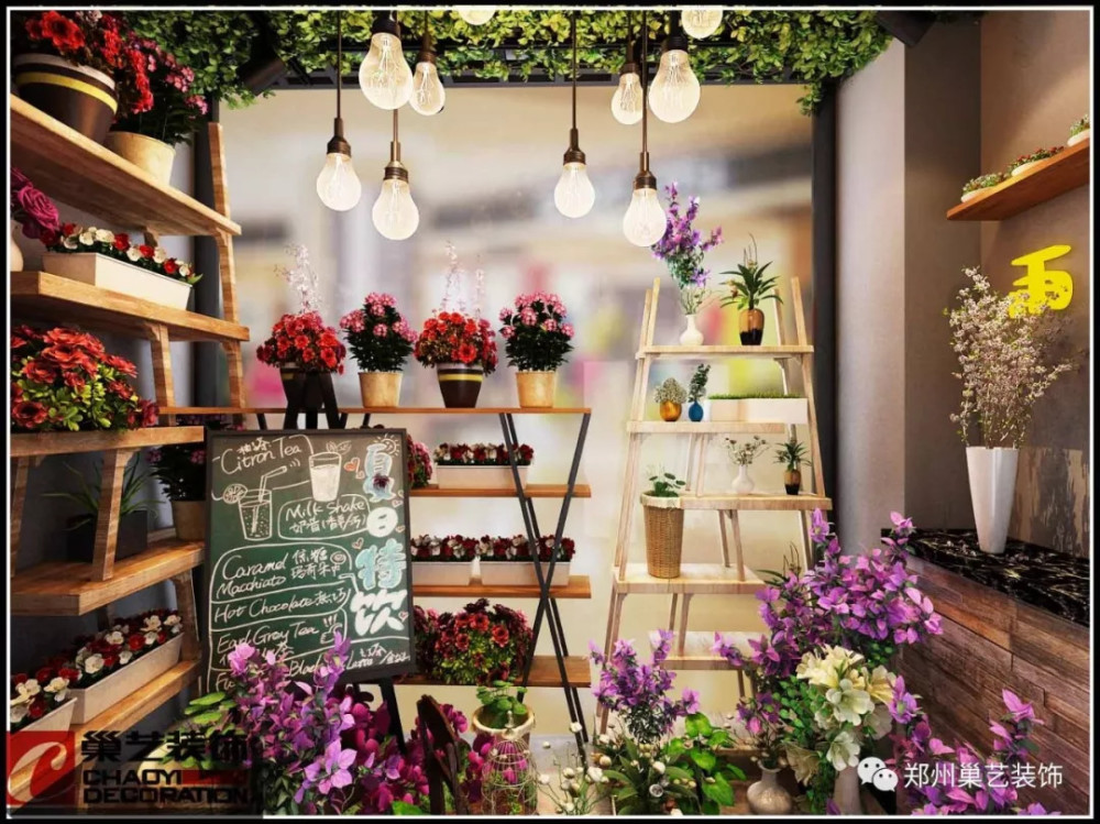 花店室内设计,设计师充分考虑到所占空间,为了增加视觉空间,设计师