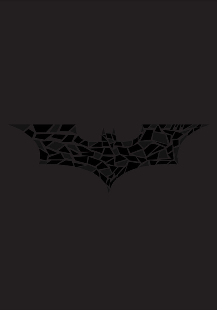 破碎玻璃的效果的蝙蝠侠标志