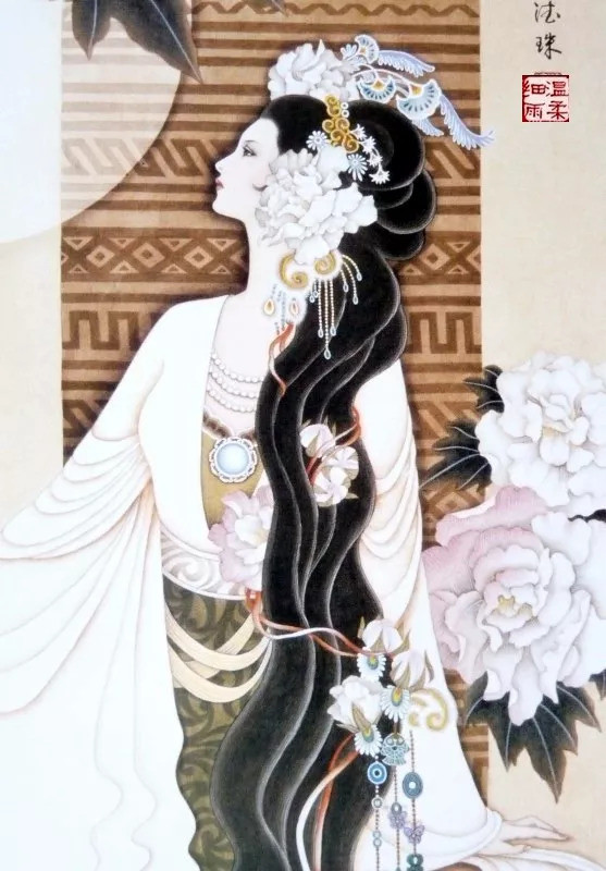 女画家韩德珠工笔画下的美伦美奂的唐代美女图
