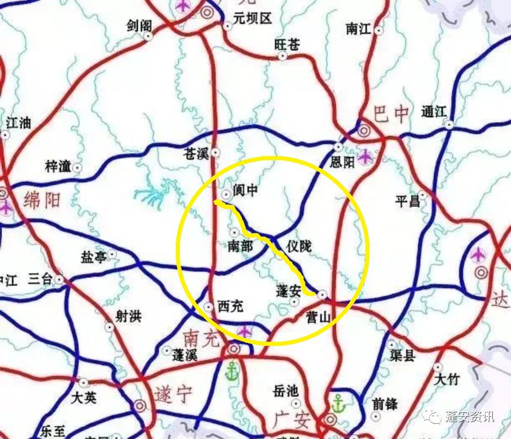 营仪阆高速项目起点位于阆中市西南,与广南高速公路(g75)相接于阆中市