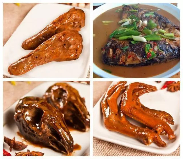 衢州三头一掌(兔头,鸭头,鱼头,鸭掌)是衢州地方特色风味食品,其中最