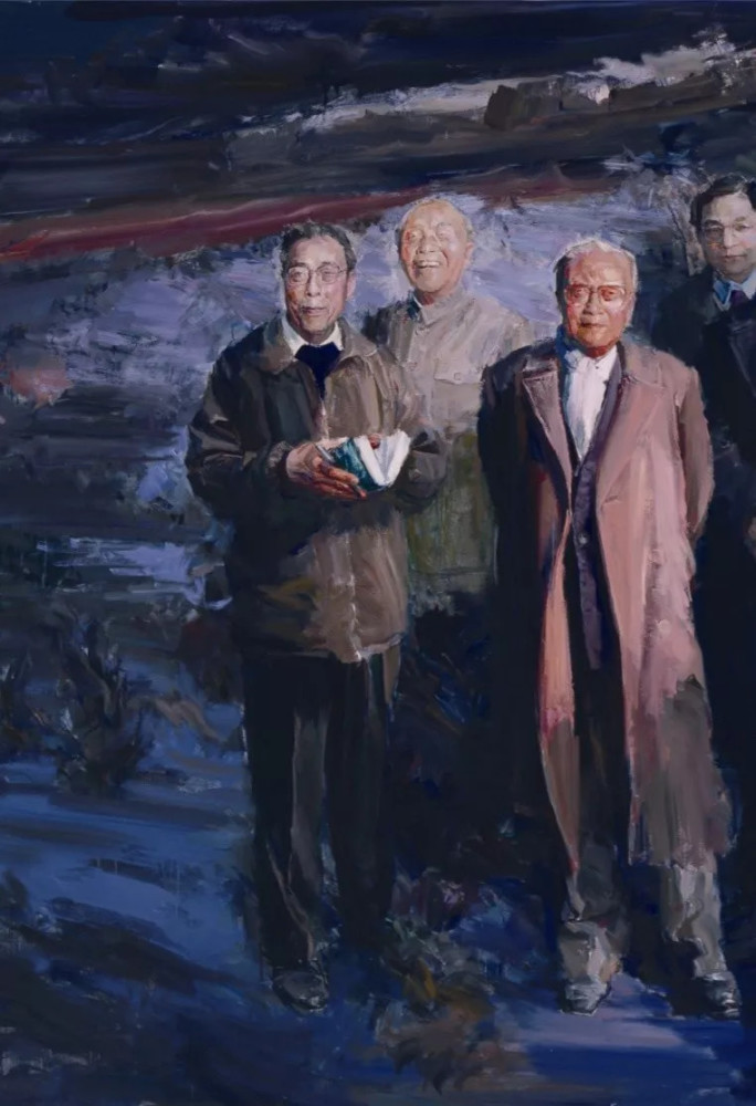 著名油画家骆根兴先生巨作——《历史的星空两弹一星功勋科学家们》
