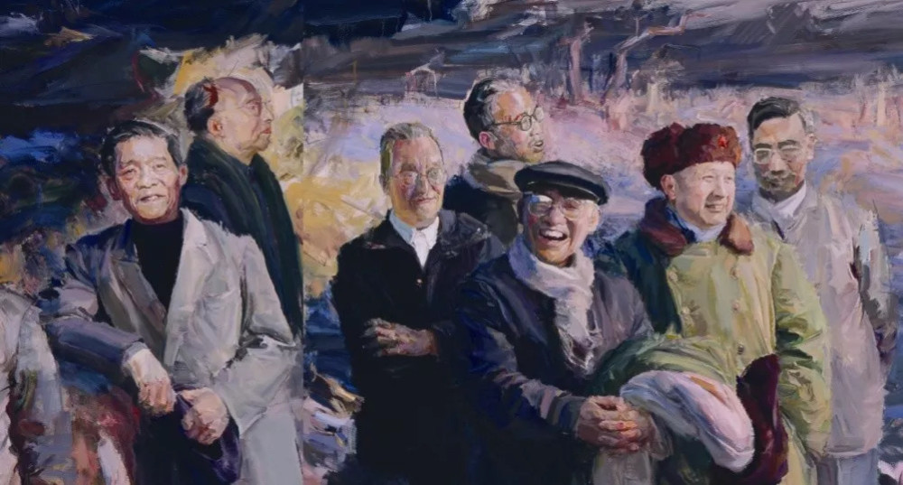 著名油画家骆根兴先生巨作——《历史的星空两弹一星功勋科学家们》