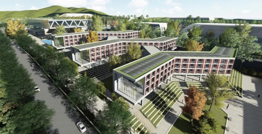 宿舍建筑前后排呈现逐级降低的趋势,最大化地利用项目用地的海景景观