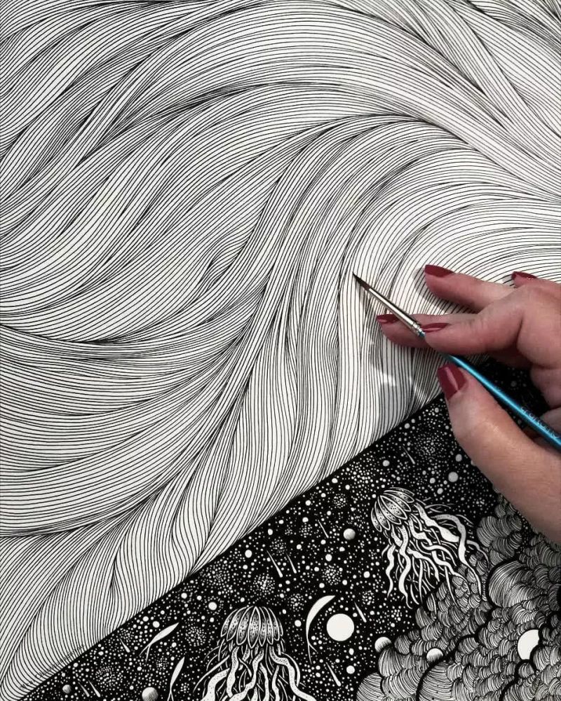 有点头昏 看不过来,这要是画国画人物的头发 这手绘线条简直666啊