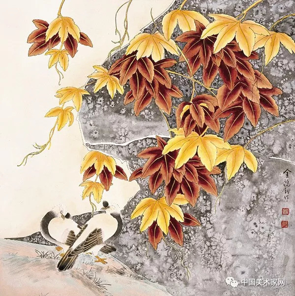 国画系列:秋天,红叶诉情深