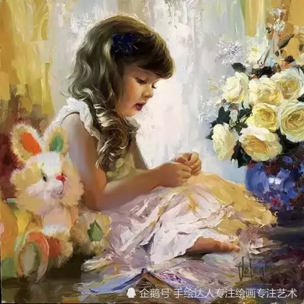 油画里的小女孩,太可爱了!