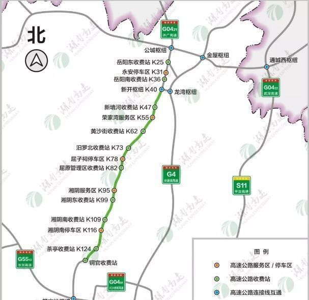 岳望高速公路线路图