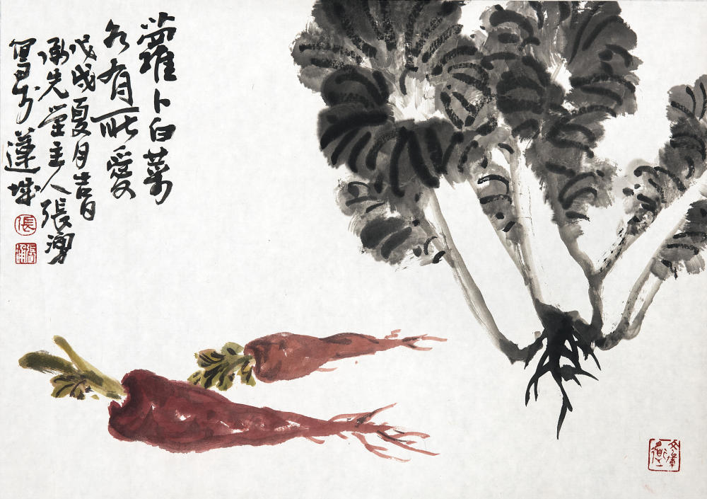 有画说:一幅随手拈来的写意国画小品《萝卜白菜各有所