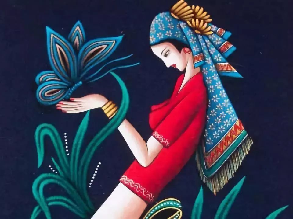 西双版纳等地区,这样的蜡染工艺品就会很常见,带一幅做装饰画也是很不