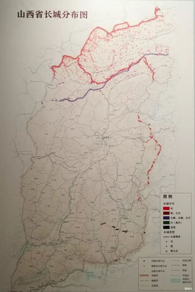 山西省长城分布图 由山西博物院,内蒙古博物院,甘肃省博物馆,辽宁省