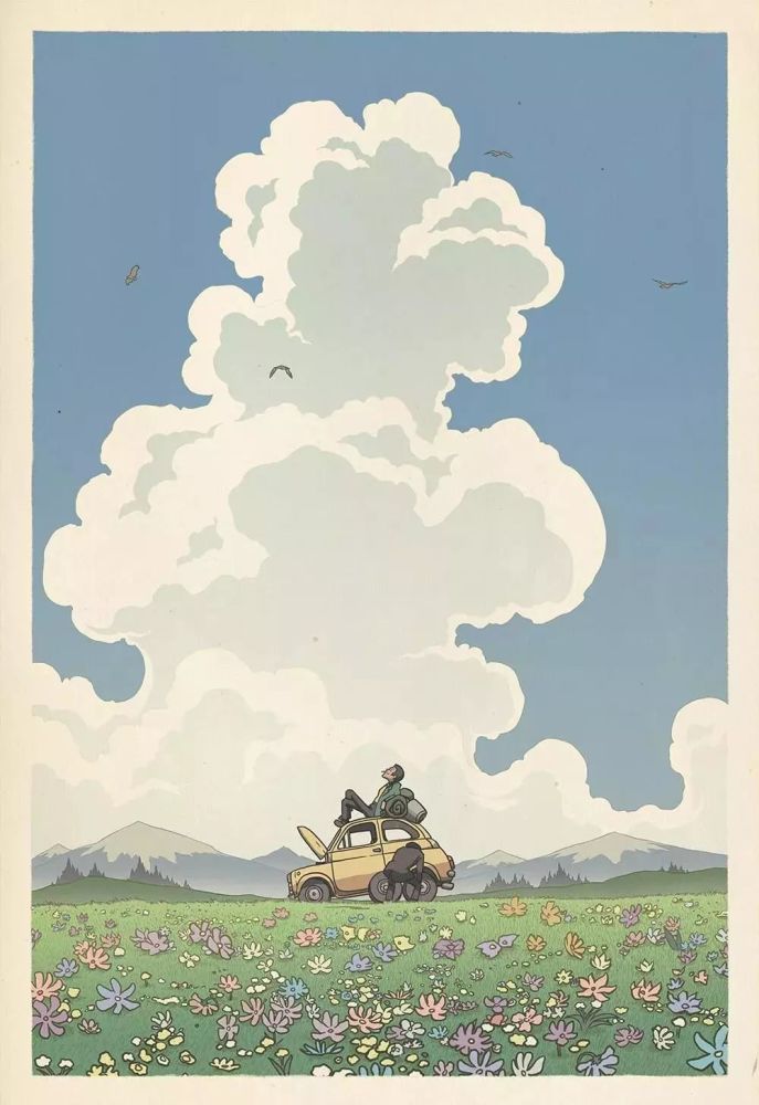 画风结合起来 创作了一系列插画海报 复刻了各种 宫崎骏经典动漫