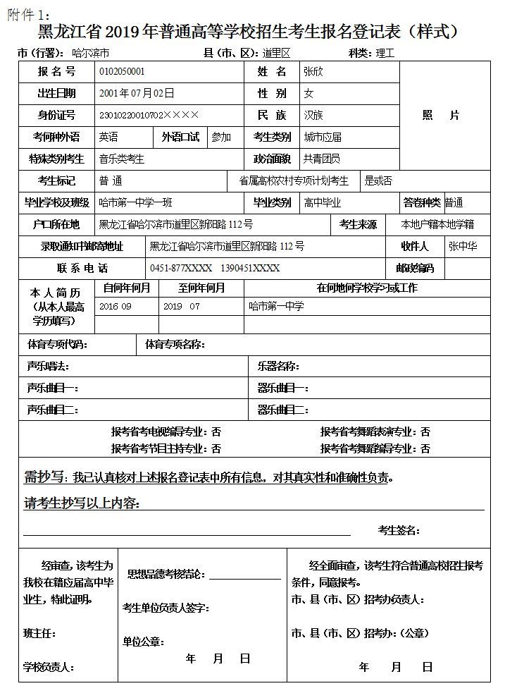 高考报名中这5张表不注意,孩子高中