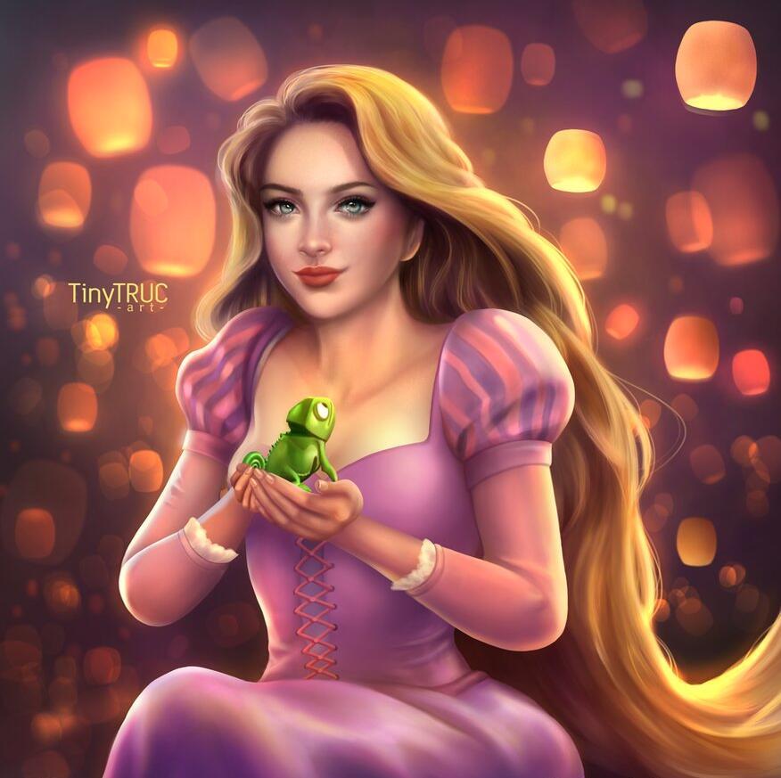 长发公主乐佩.|一组迪士尼公主插画,唯美又精致