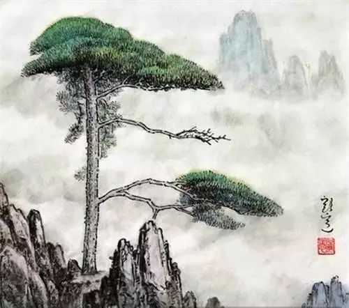 国画——迎客松的画法