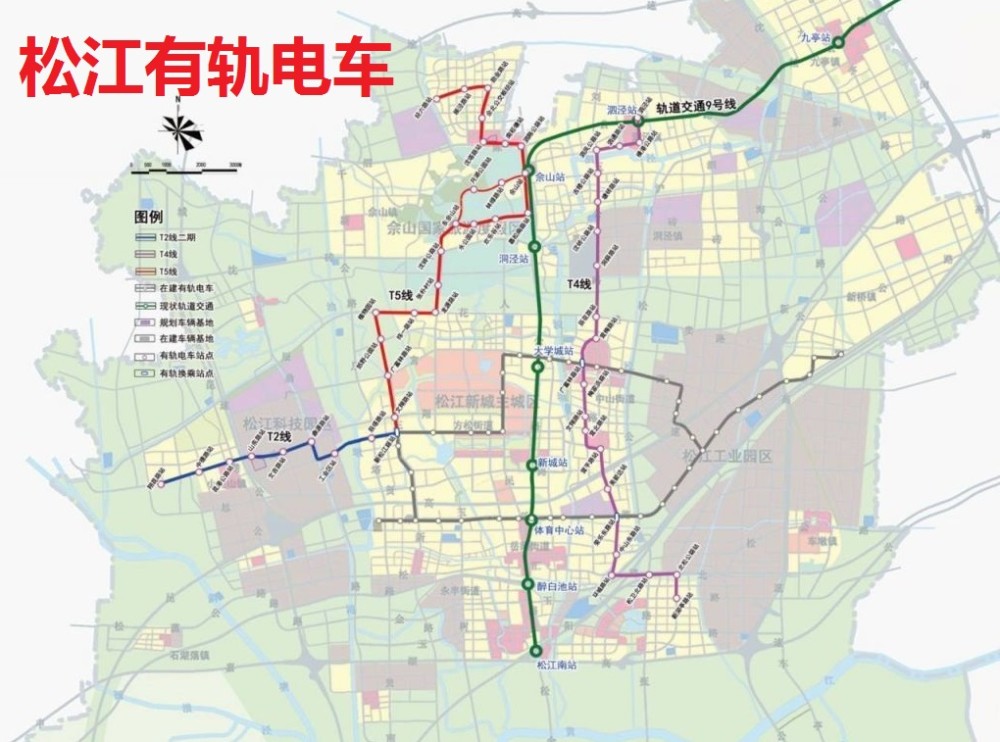 松江有轨电车的线路图大约如下所示.