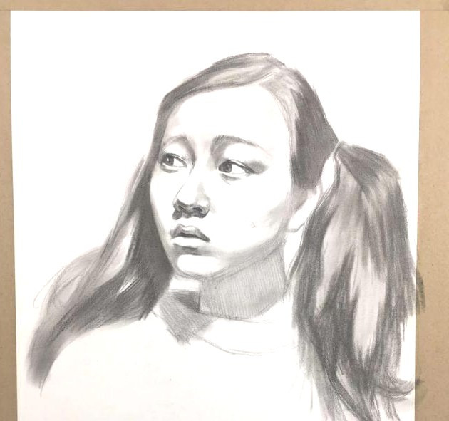 女青年素描头像绘画步骤分析,素描阿凡达干货分享,松散明暗关系