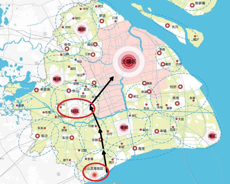 根据上海2035总规:金山铁路要同时服务金山核心镇和松江新城