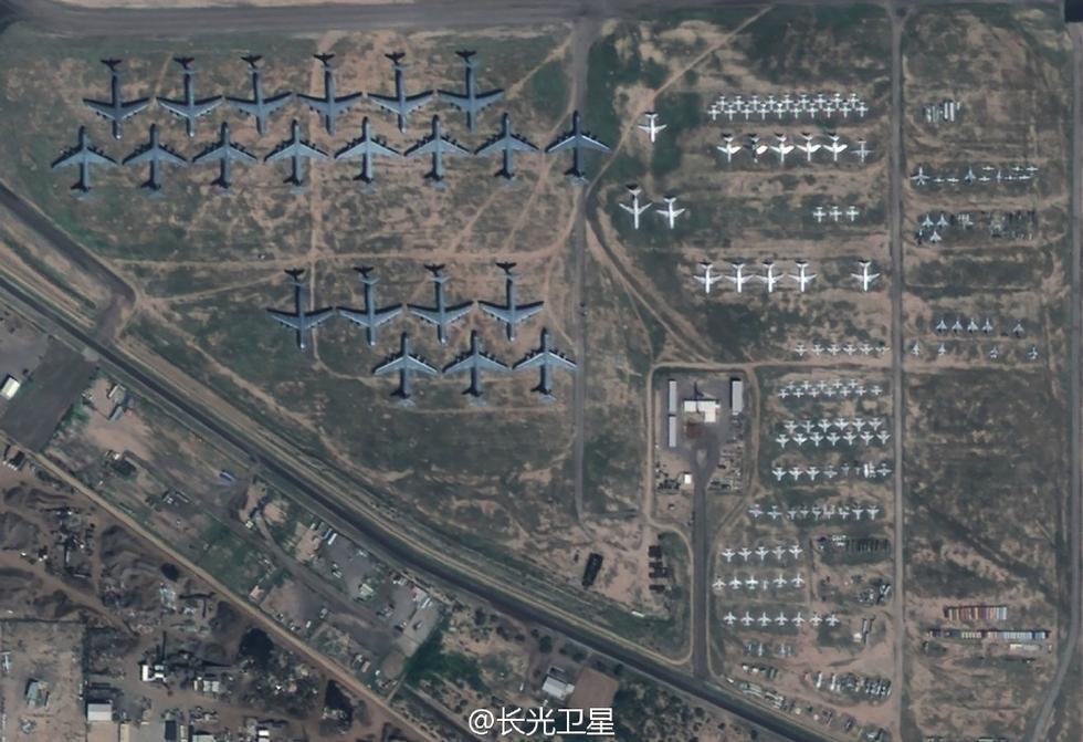中国卫星拍出美国飞机坟场全景照