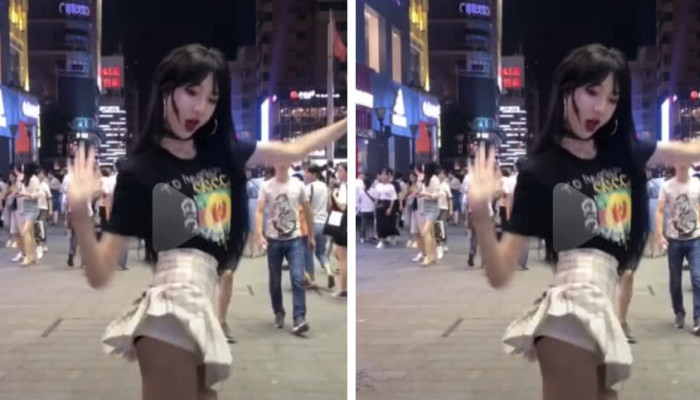 女装大佬艾比街头尬舞,裙底风光