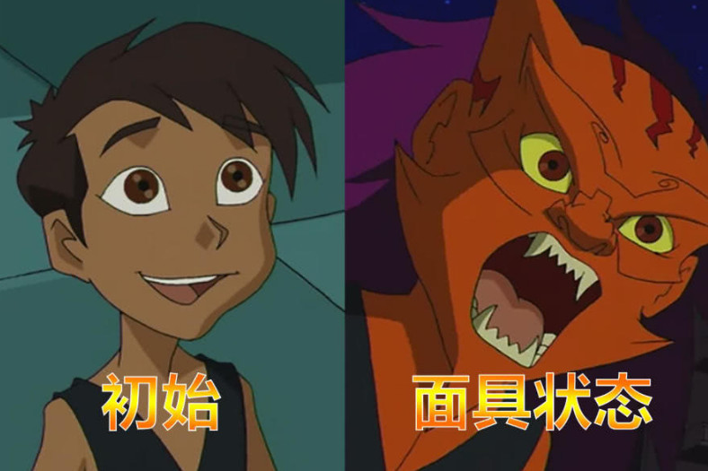 成龙历险记:带上鬼影面具后的形象对比,最帅的竟是一条狗!