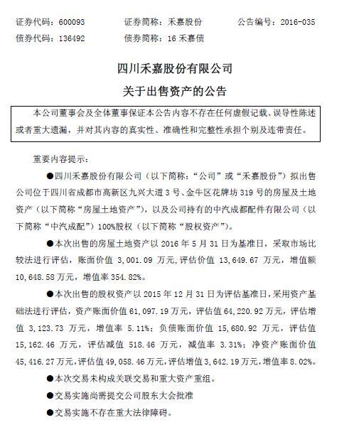 又一家上市公司卖房 禾嘉股份溢价3.5倍出售相