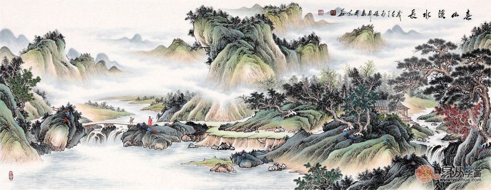 国家一级美术师张利最新力作国画《春山溪水长》