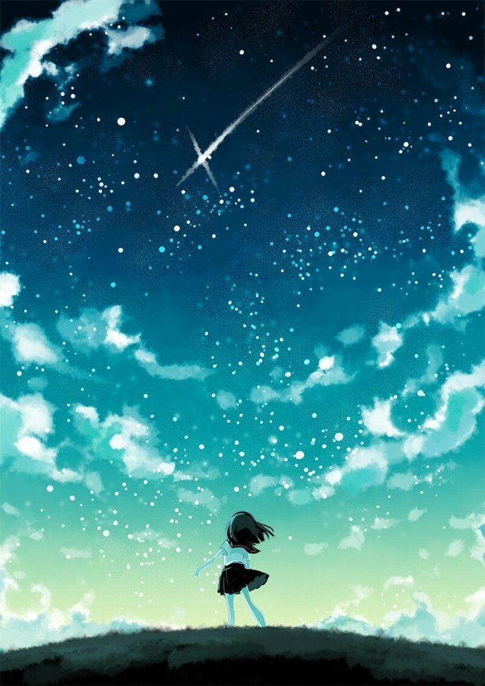 二次元,壁纸,星空,流星雨,学生党00后