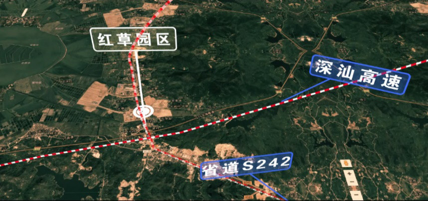 扼守深惠汕轻轨红草站(规划中),距高速出入口约800米;10分钟可达汕尾