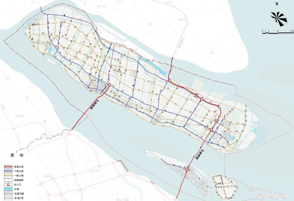 上海市崇明区城桥镇的瓶颈:沪崇高速公路和沪崇线市域