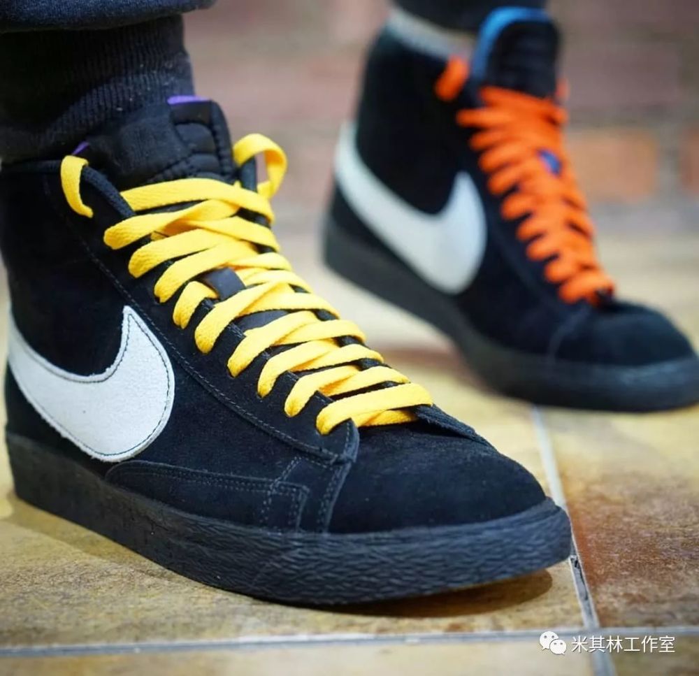 从纽约到洛杉矶耐克nike blazer mid开拓者中帮系带百搭经典休闲板at