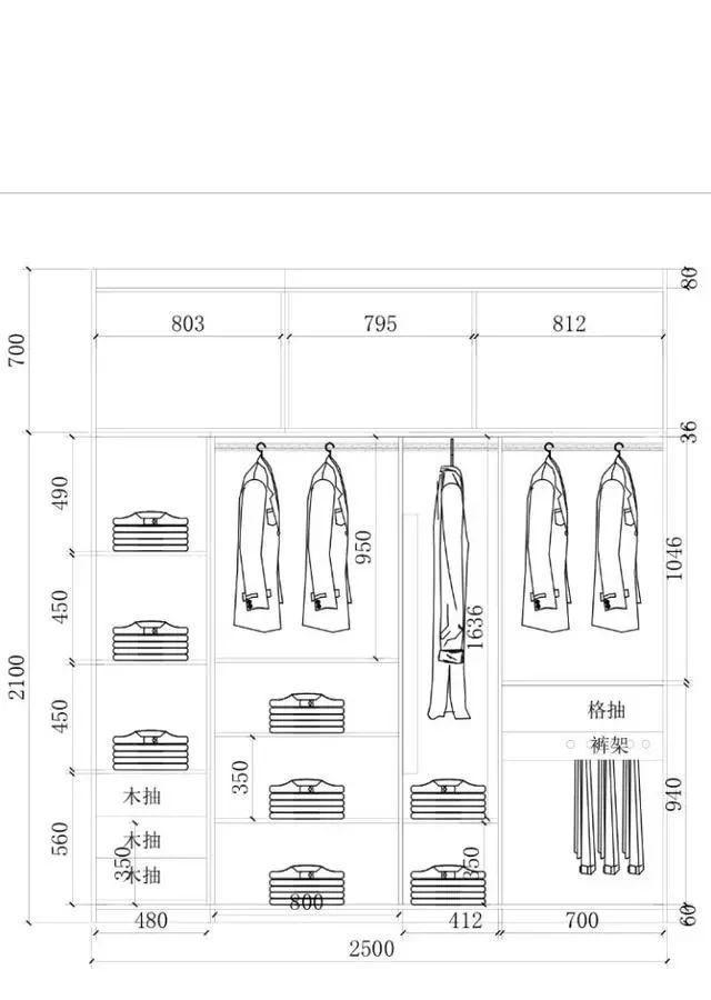 1-3m衣柜怎么布局?62张结构尺寸图,设计师压箱底私藏