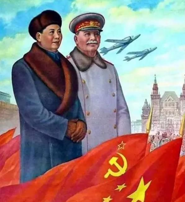 50年代宣传画,伟大的旗帜,伟大的领袖.