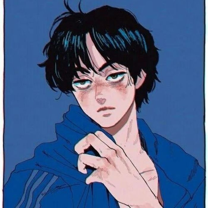 二次元,动漫风,蓝色系,头像,干净简单