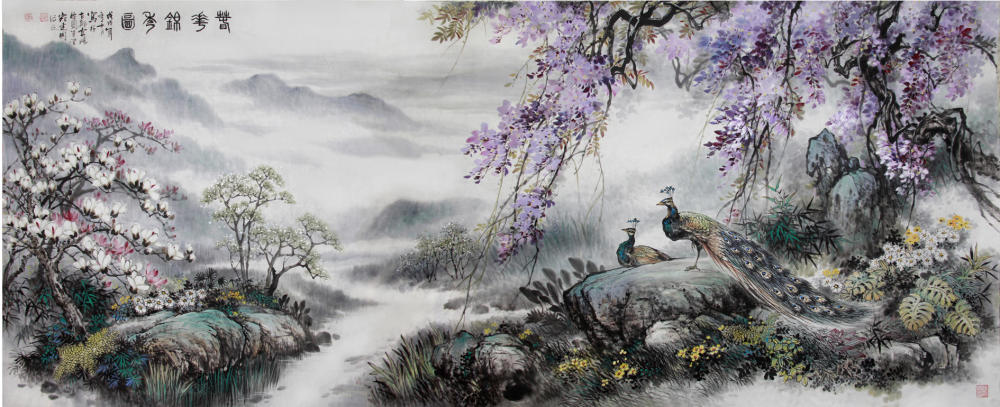 《春华锦秀图》240×100cm