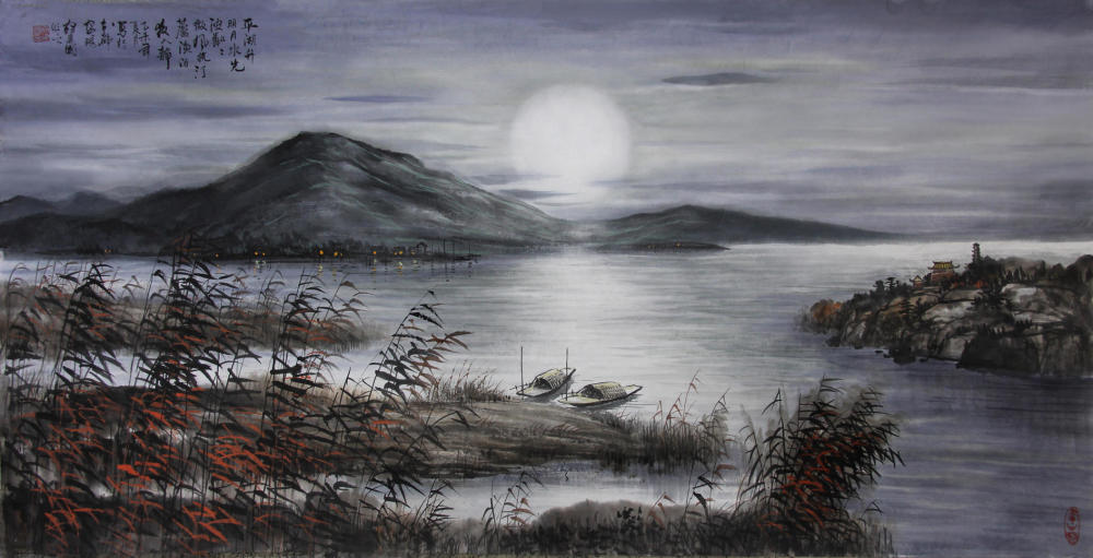 《平湖秋月》135×68cm