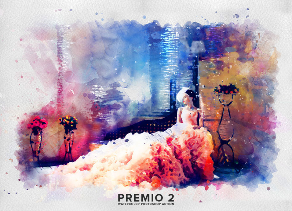 动画水彩效果的ps动作下载 premio 2 watercolor photoshop actionatn