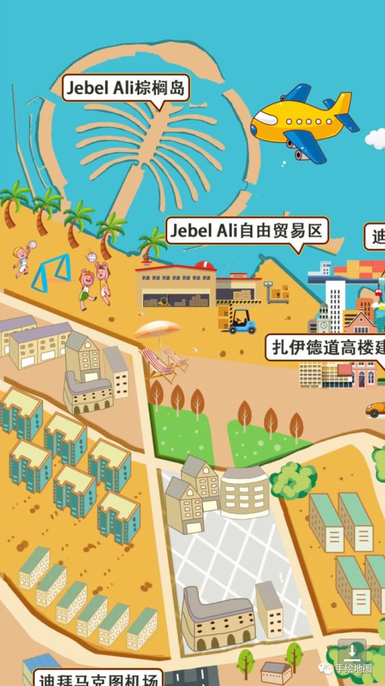 迪拜旅游手绘地图